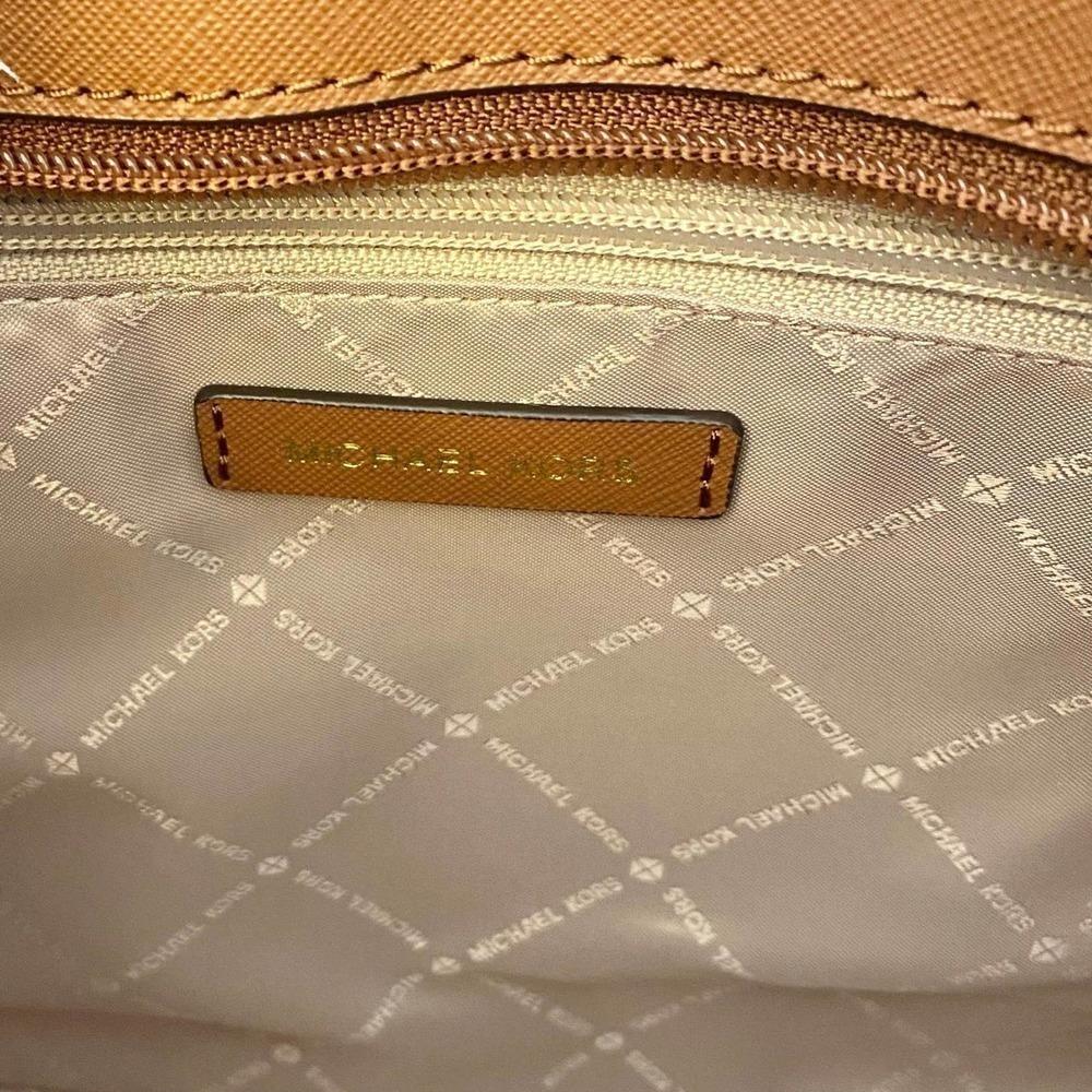 Michael Kors Purse jet set travel large chain tote shoulder bag brown signature - Picture 8 of 10